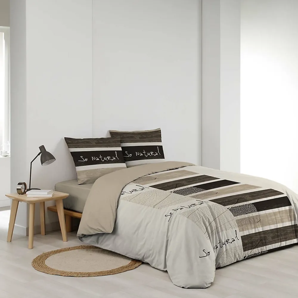 L'Effet Papillon Housse de couette 220x240 cm + 2 taies 100% coton So natural* Parure De Lit