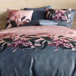 Housse de couette 220x240 cm + 2 taies d'oreiller 63x63 cm coton flora><noscript><img width=