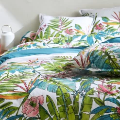 Housse de couette 260x240 cm coton SUMATRA bleu Paon><noscript><img width=