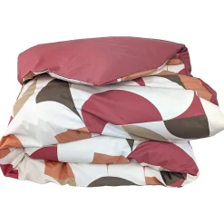 Housse de couette 300x240 cm en 100% percale MODULO blanc acajou>Linnea Sale