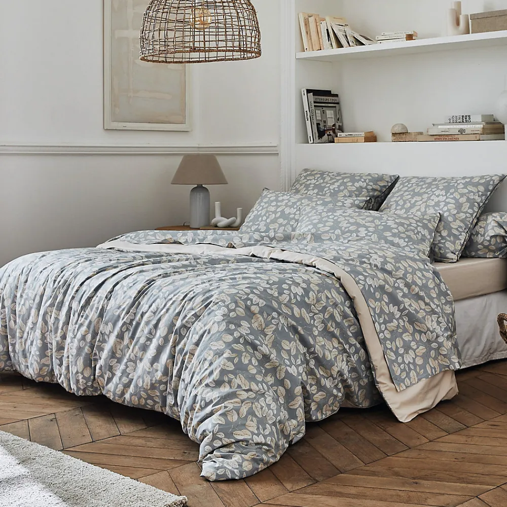 Housse de couette 260x240 cm en percale coton LISON gris>Linnea