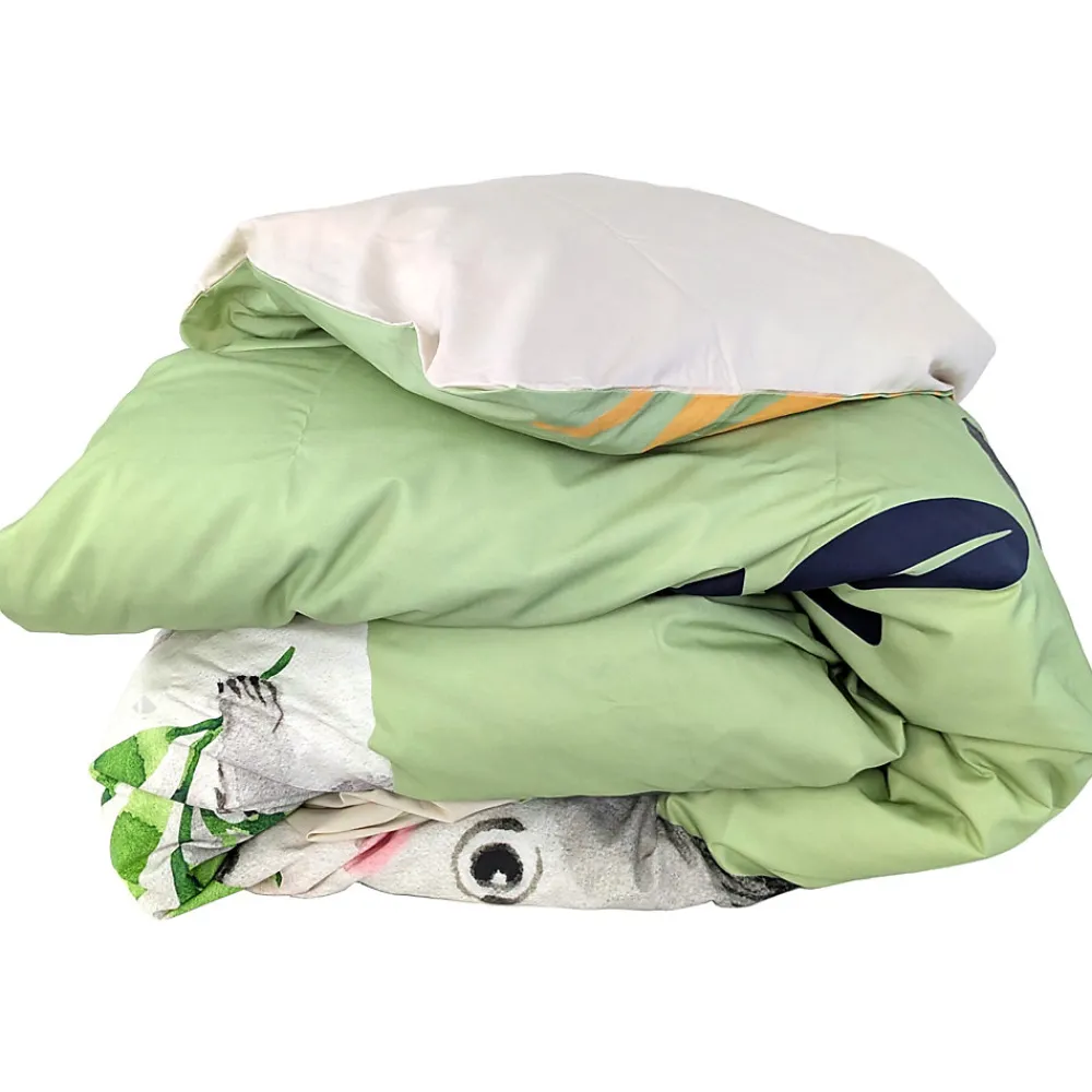 Housse de couette 140x200 cm en 100% percale de coton PANDA vert>Linnea New
