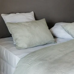 Housse de couette 260X240 cm lin lavé SONATE vert Lichen>Linnea Hot
