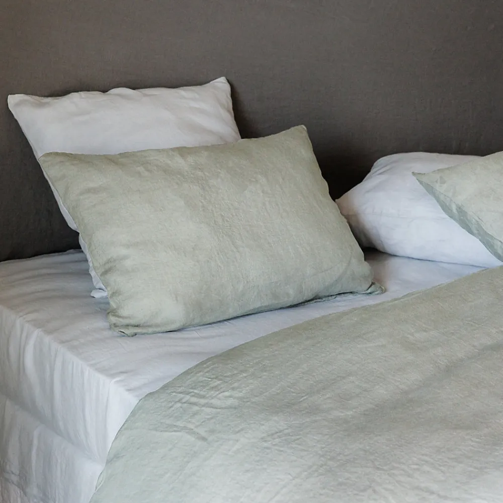 Housse de couette 260X240 cm lin lavé SONATE vert Lichen>Linnea Hot