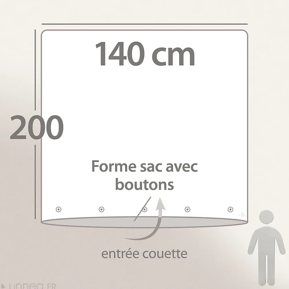 Linnea Housse de couette 140x200 cm lit simple lin lavé SONATE vert Sauge* Housse De Couette