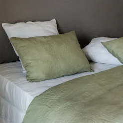 Housse de couette 260X240 cm lit queen size lin lavé SONATE vert Sauge>Linnea New