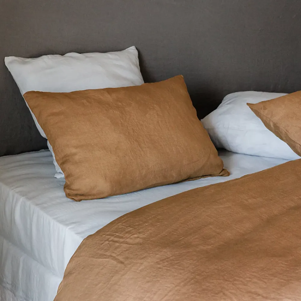 Linnea Housse de couette 260X240 cm lit lin lavé SONATE marron Cognac* Housse De Couette
