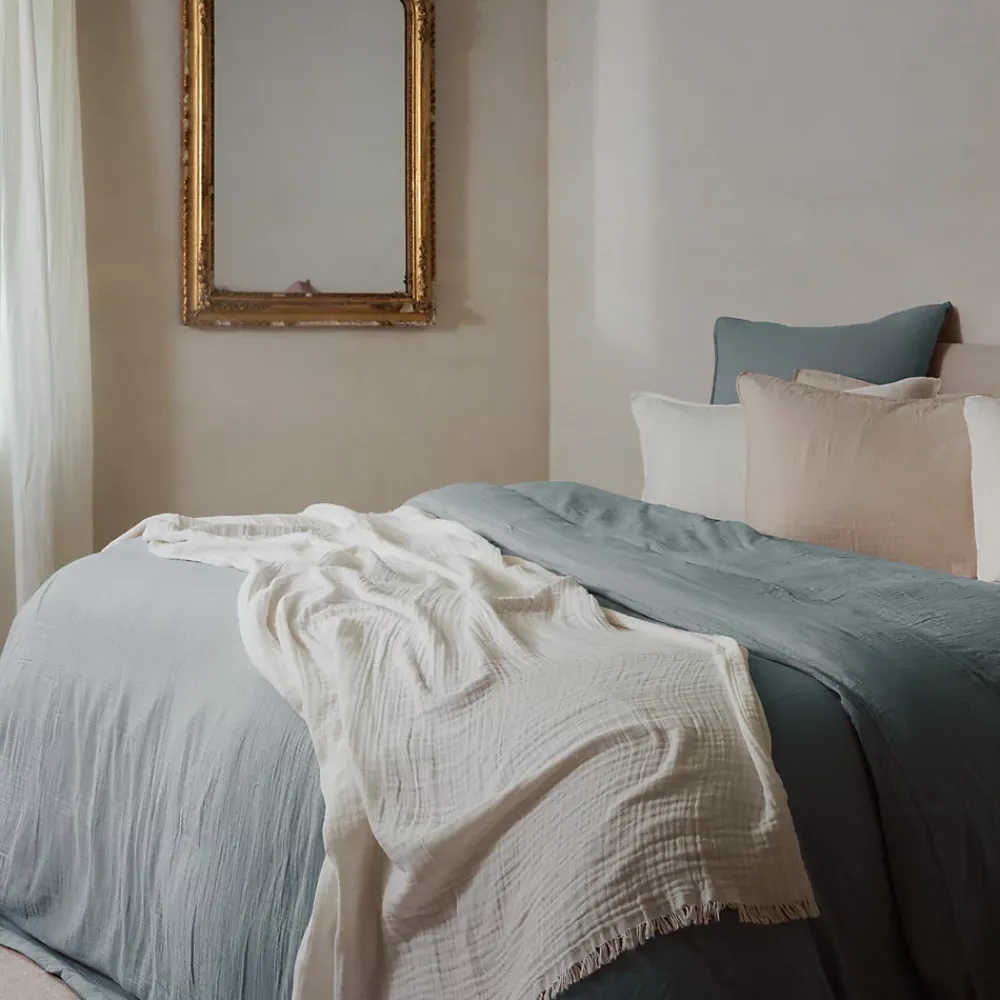 Linnea Housse de couette 260x240 cm mousseline de coton MILOS vert lichen* Housse De Couette