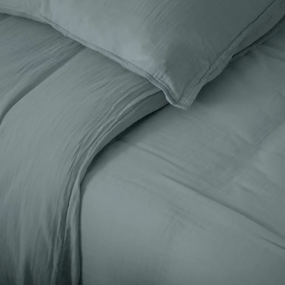 Linnea Housse de couette 240x220 cm mousseline de coton MILOS vert lichen* Housse De Couette