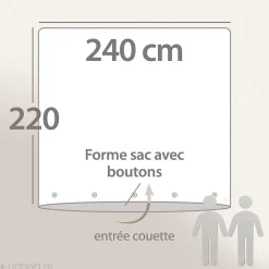 Housse de couette 240x220 cm mousseline de coton MILOS beige ficelle><noscript><img width=