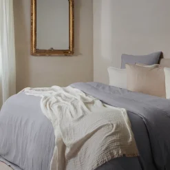 Linnea Housse de couette 260x240 cm mousseline de coton MILOS gris cendre* Housse De Couette