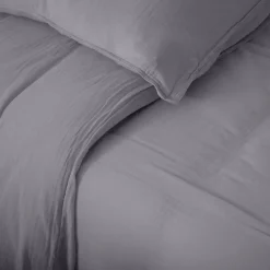 Linnea Housse de couette 260x240 cm mousseline de coton MILOS gris cendre* Housse De Couette