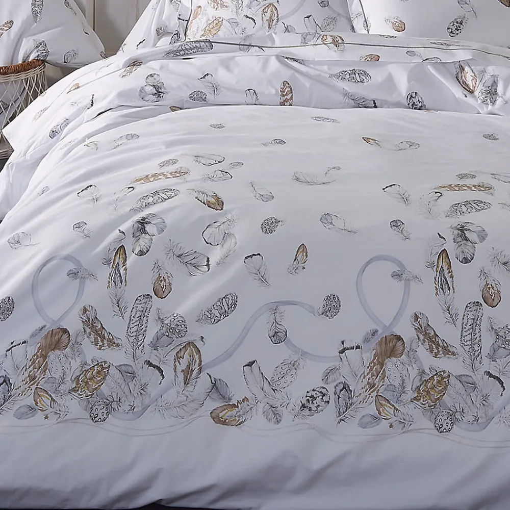 Housse de couette 260x240 cm Percale pur coton PLUMES>Linnea