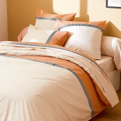 Linnea Housse de couette 280x240 cm percale coton MACASSAR Cognac* Housse De Couette