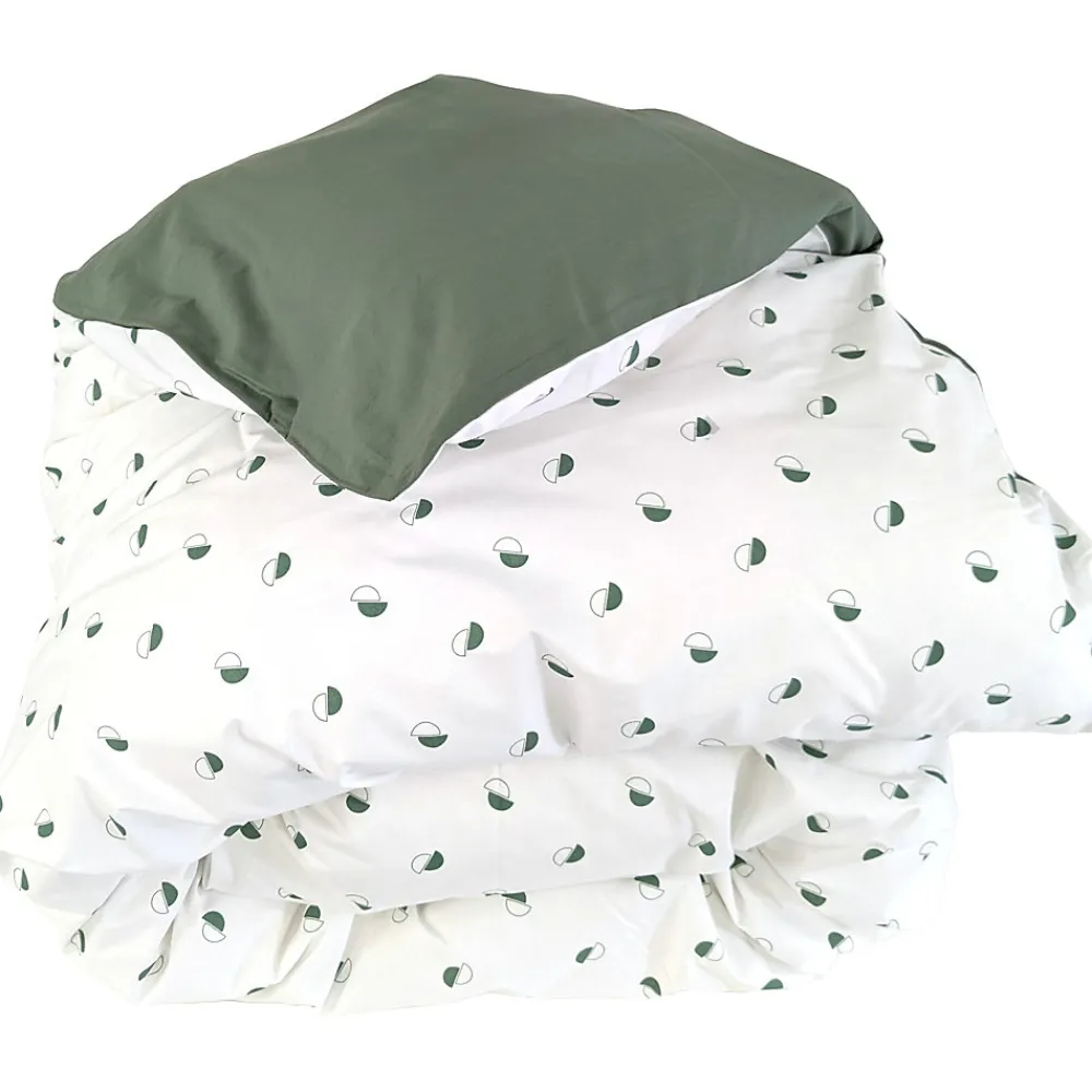 Housse de couette 240x220 cm percale coton ALEX vert Kaki>Linnea