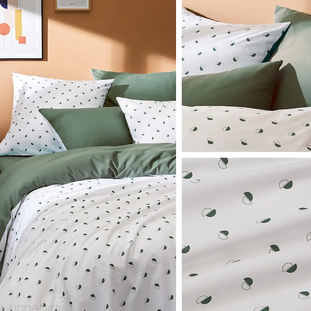 Housse de couette 240x220 cm percale coton ALEX vert Kaki>Linnea