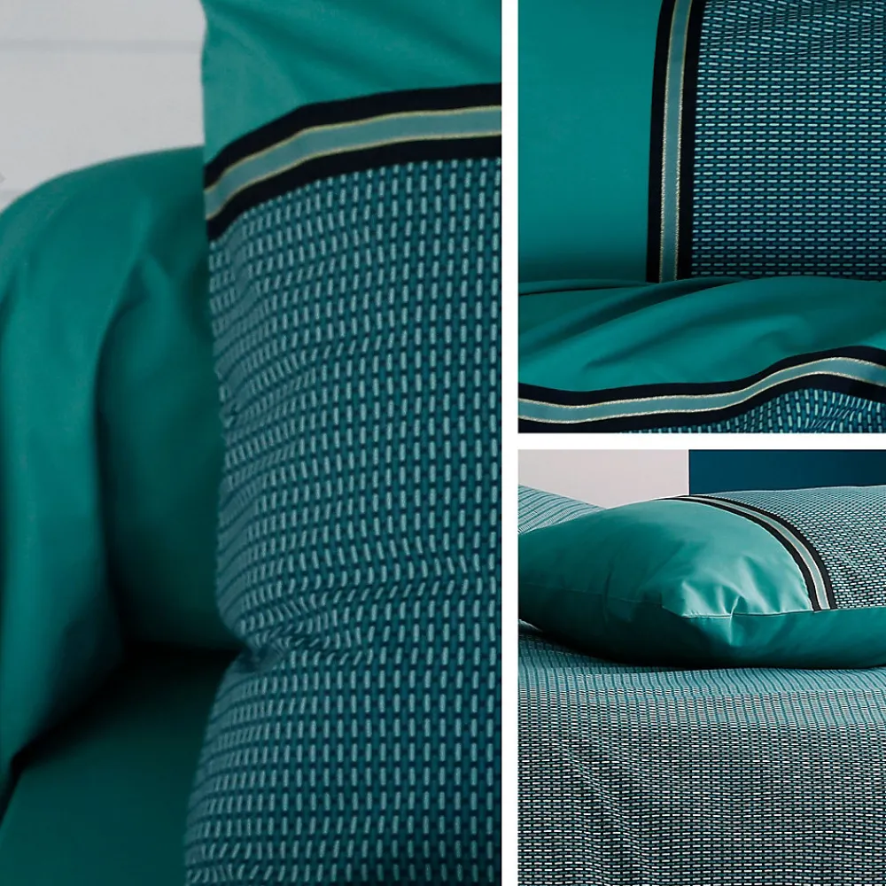 Housse de couette 260x240 cm percale de coton GUSTAV vert Emeraude>Linnea Sale