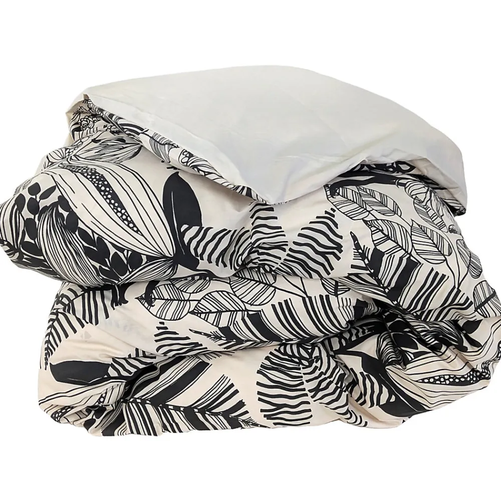 Linnea Housse de couette 300x240 cm percale de coton ALBA beige/noir* Housse De Couette