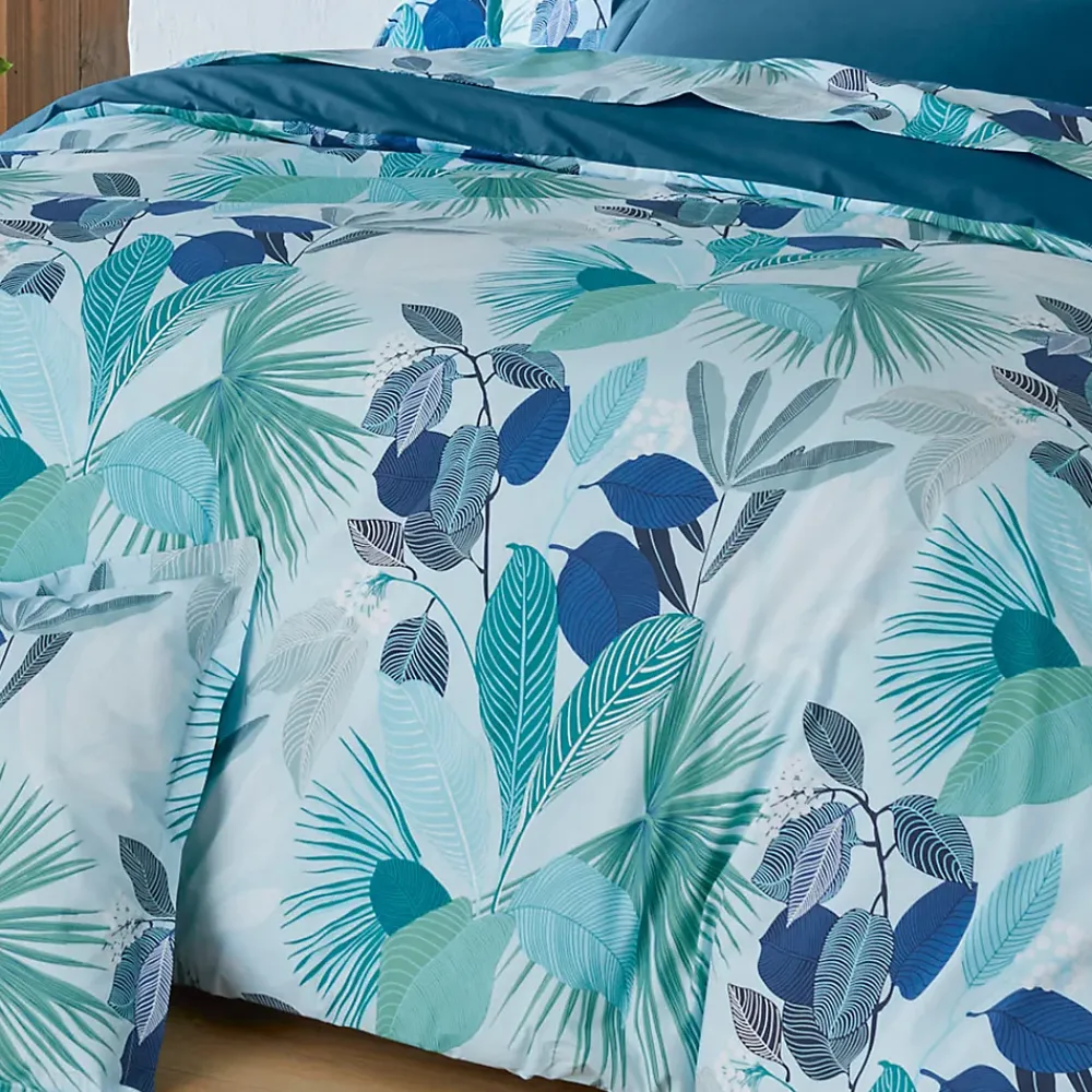 Linnea Housse de couette 200x200 cm percale de coton MOOREA PACIFIC bleu/vert* Housse De Couette