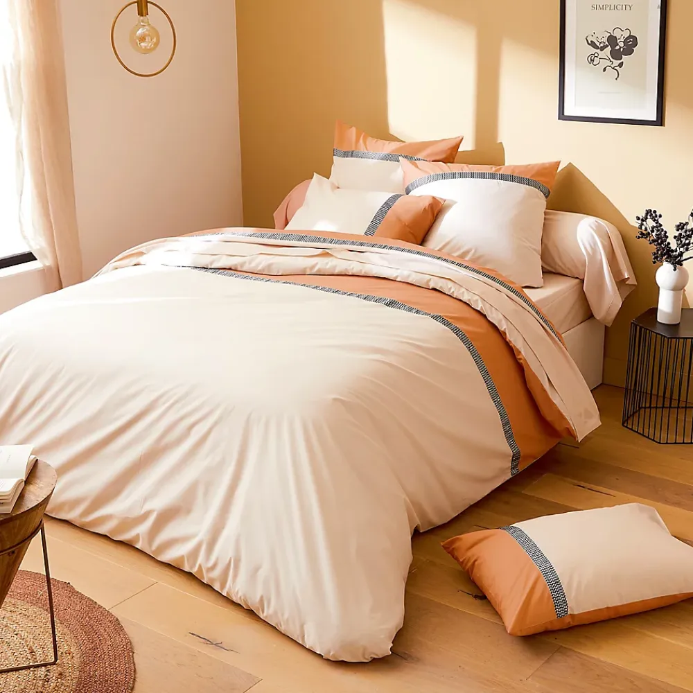 Linnea Housse de couette 260x240 cm percale coton MACASSAR Cognac* Housse De Couette