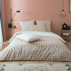 Housse de couette 200x200 cm percale coton DDM MAX Beige>Linnea