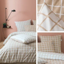 Housse de couette 200x200 cm percale coton DDM MAX Beige><noscript><img width=