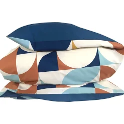 Linnea Housse de couette 260x240 cm percale de coton MODULO bleu cobalt* Housse De Couette