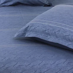 Housse de couette 260x240 cm Satin de coton VENDOME Bleu foncé><noscript><img width=