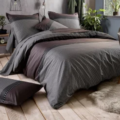 Linnea Housse de couette 280x240 cm satin de coton ENZO noir* Housse De Couette
