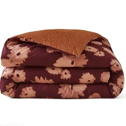Linnea Housse de couette 140x200 cm satin de coton COUP DE FOUDRE Prune/caramel* Housse De Couette