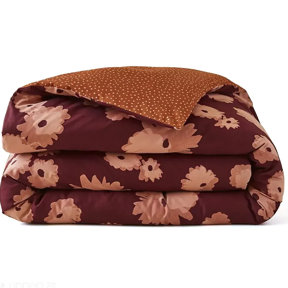 Linnea Housse de couette 140x200 cm satin de coton COUP DE FOUDRE Prune/caramel* Housse De Couette