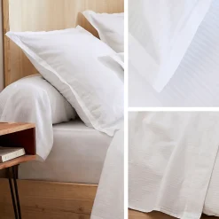 Housse de couette 140x200 cm satin de coton GRAND HÔTEL blanc><noscript><img width=