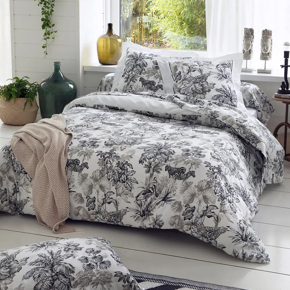 Housse de couette 140x200 cm satin de coton SAVANE blanc>Linnea Discount