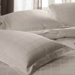 Linnea Housse de couette 280x240 cm satin CONCERTO rayures beige Lin* Housse De Couette