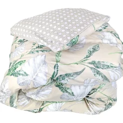 Housse de couette 140x200 cm satin de coton VOYAGE beige Lin>Linnea Discount