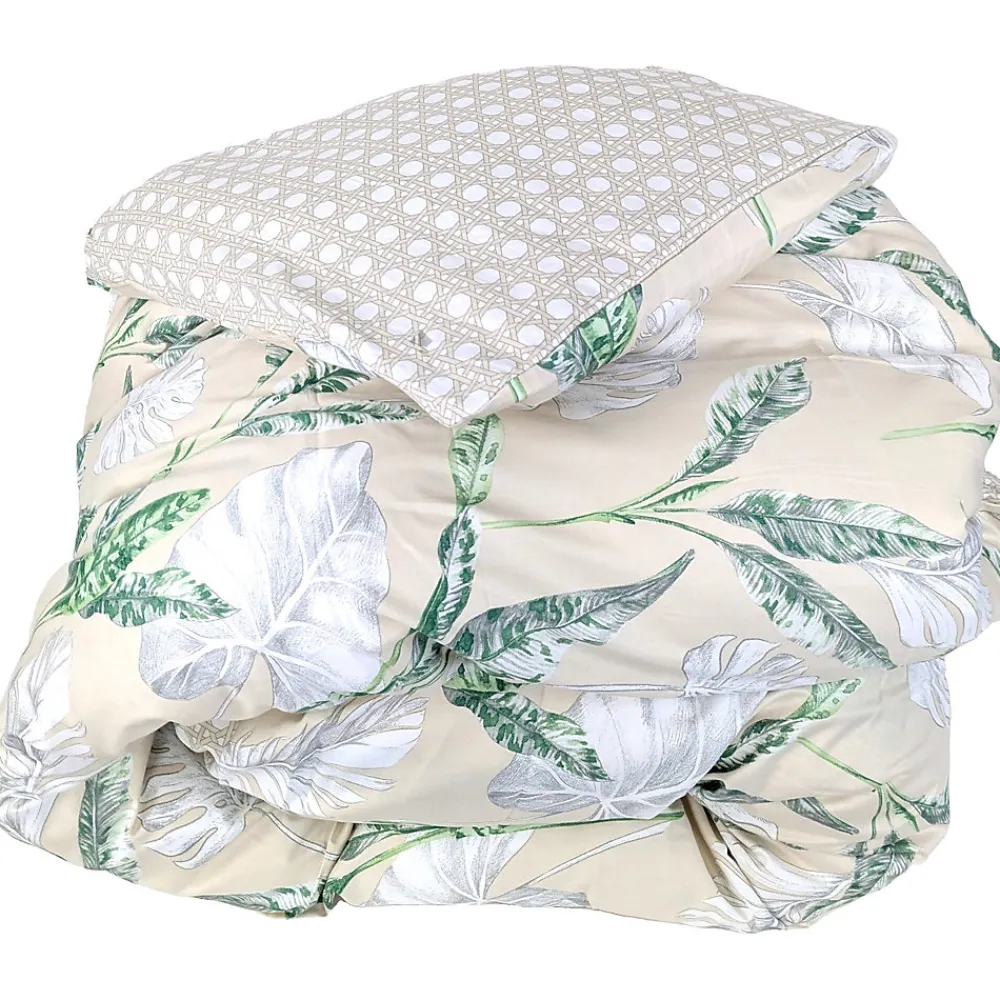 Housse de couette 140x200 cm satin de coton VOYAGE beige Lin>Linnea Discount