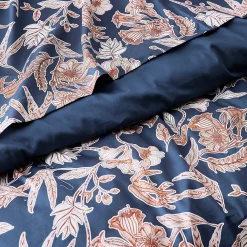 Linnea Housse de couette 260x240 cm satin de coton BOTANIC bleu Nuit* Housse De Couette