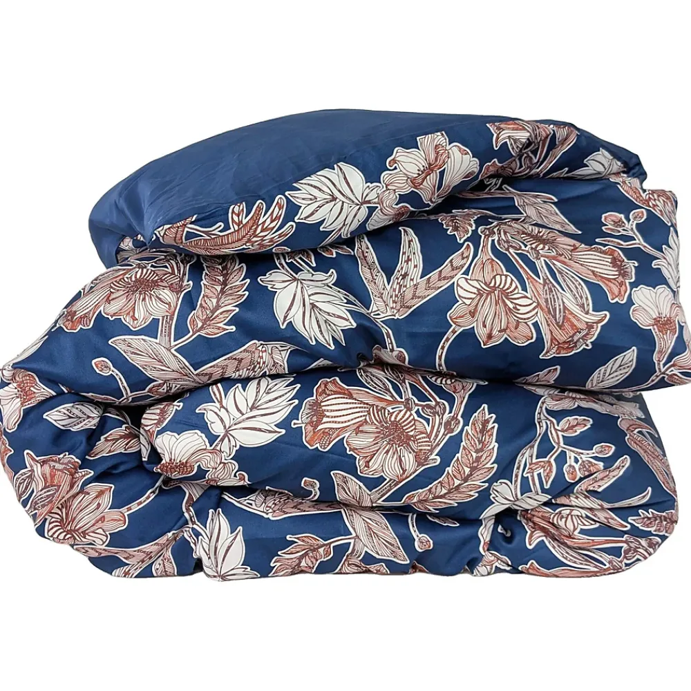 Linnea Housse de couette 260x240 cm satin de coton BOTANIC bleu Nuit* Housse De Couette