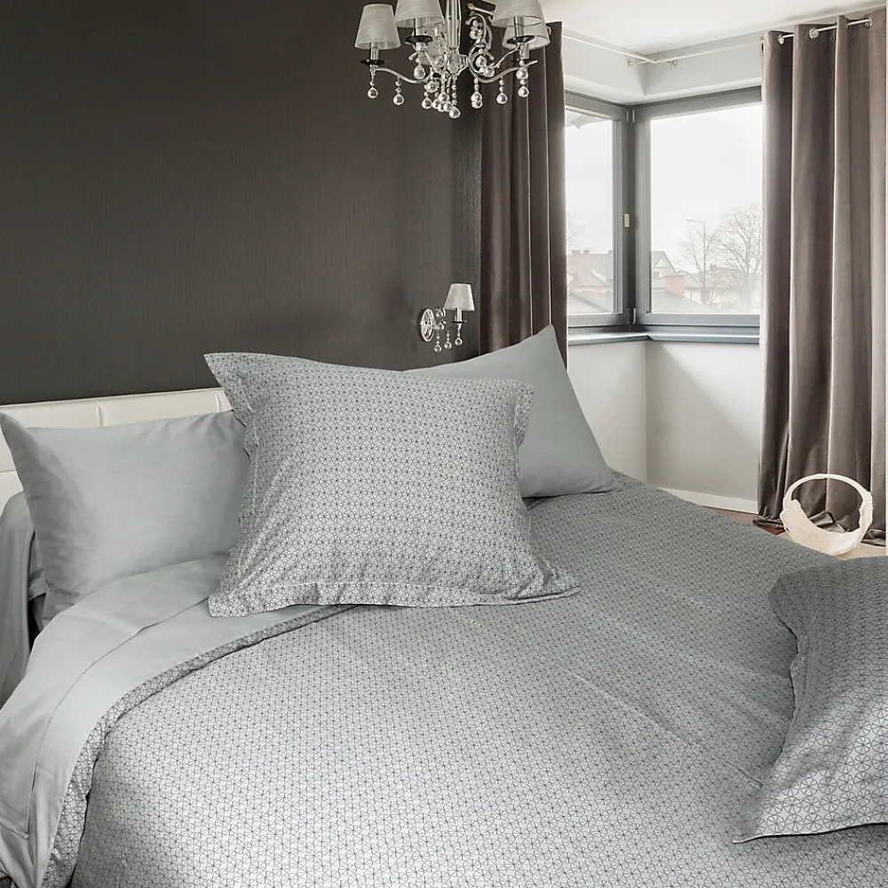 Linnea Housse de couette 240x220 cm Satin de coton ETOILE Gris clair* Housse De Couette
