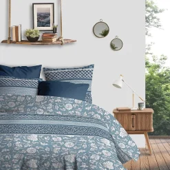 Housse de couette 260x240 Debby + 2 taies coton bio 57 fils>Atelier Du Coton Online