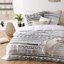 Housse de couette 240x260 Ethnik NB + 2 taies 100% coton 57 fils>Atmosphera Créateur D'Intérieur Clearance