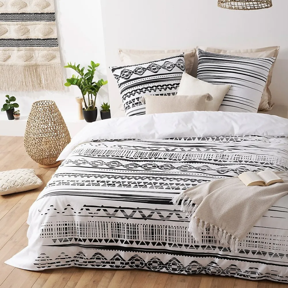 Housse de couette 240x260 Ethnik NB + 2 taies 100% coton 57 fils>Atmosphera Créateur D'Intérieur Clearance