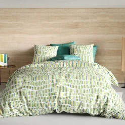 Housse de couette 240x220 Flava green + 2 taies coton 57 fils>Atelier Du Coton Outlet