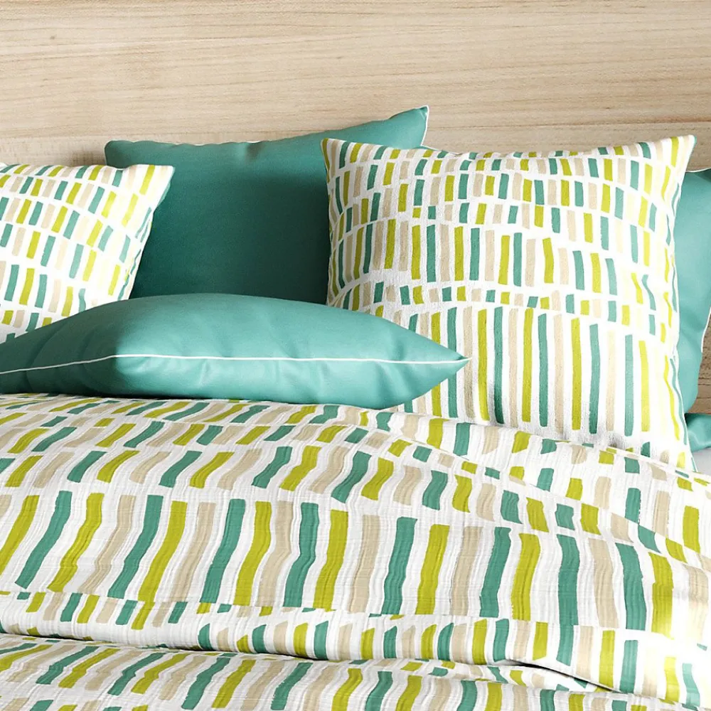 Housse de couette 240x220 Flava green + 2 taies coton 57 fils>Atelier Du Coton Outlet