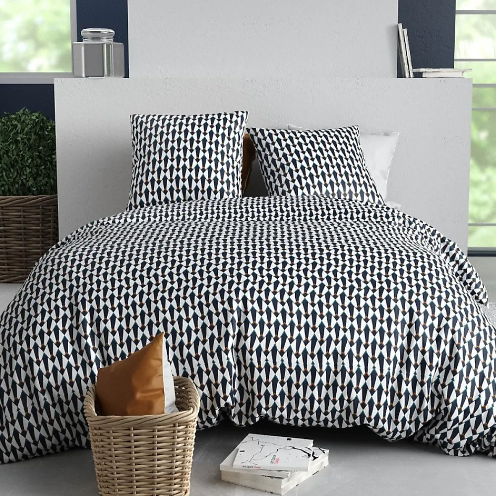 Atelier Du Coton Housse de couette 260x240 GEO + 2 taies coton 57 fils* Housse De Couette
