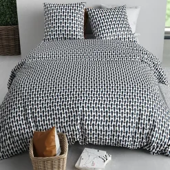 Atelier Du Coton Housse de couette 260x240 GEO + 2 taies coton 57 fils* Housse De Couette