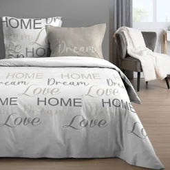 STOF Housse de couette 240x220 HOMELOVE + 2 taies coton 57 fils* Housse De Couette