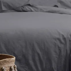 Lovely Casa Housse de couette 240x220 Horizon ardoise 100% coton bio 57 fils* Housse De Couette
