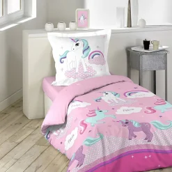 Housse de couette 140x200 Licorne + 1 taie coton>Douceur D'Intérieur Clearance