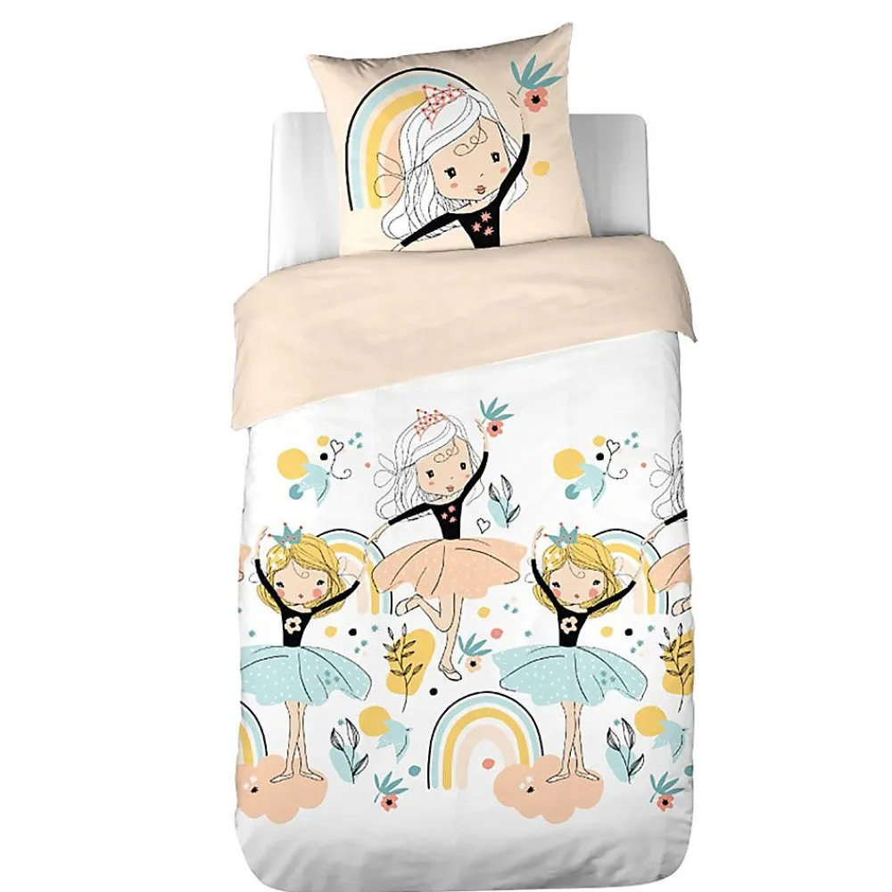 Housse de couette 140x200 Lola + taie polycoton>Cote Deco